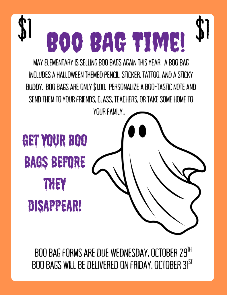 Boo Bag Forms are due tomorrow! Get your Boo Bags before they disappear!