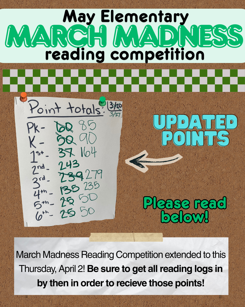 March Madness Extension/Deadline - Reading Logs due 4/2/26