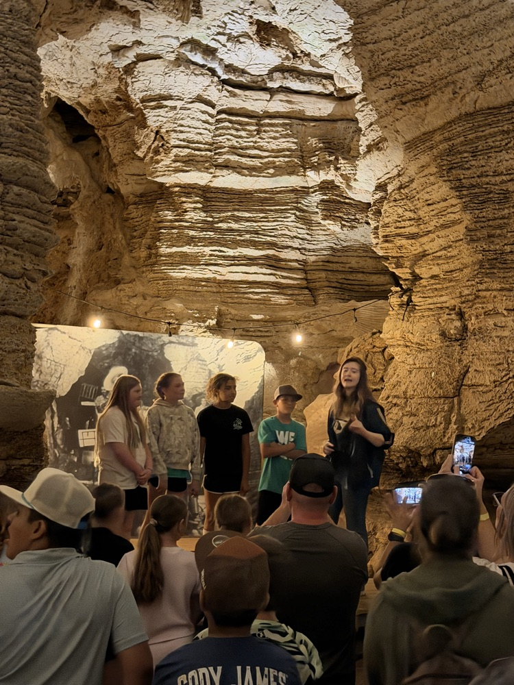 Students and parents gain information about the caverns