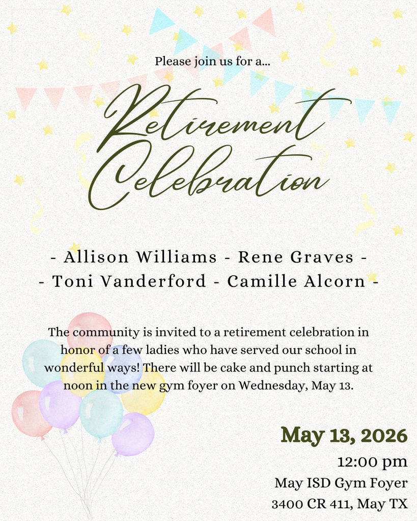 Retirement Celebration, 12pm May 13, Williams, Graves, Vanderford, Alcorn