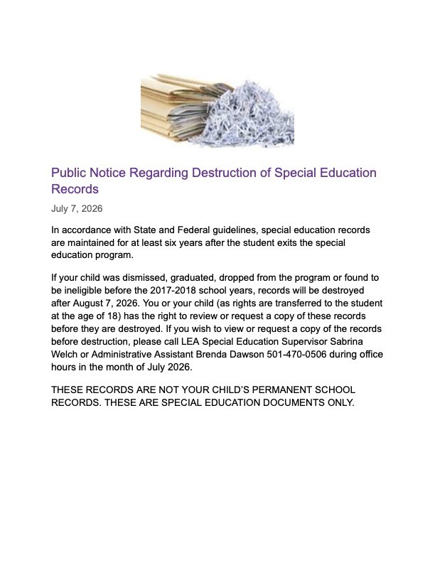 destruction of sped records