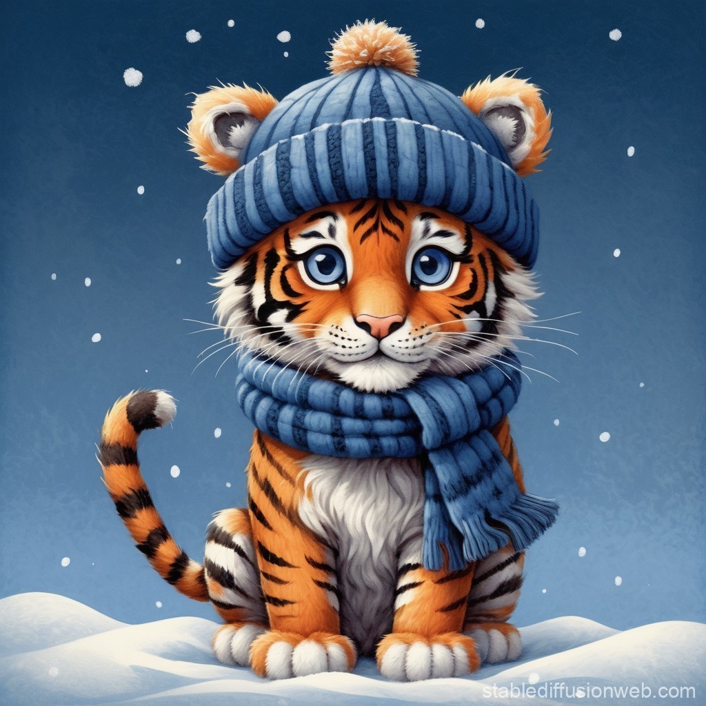 Baby Tiger in the Snow