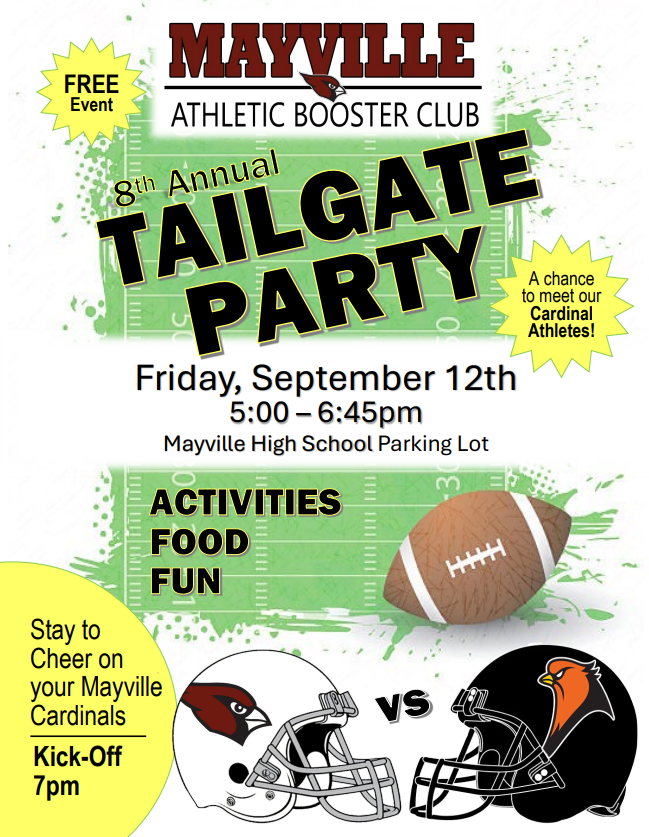 MABC 8th Annual Tailgate Party Friday, 9/12 at 5pm in the MHS parking lot