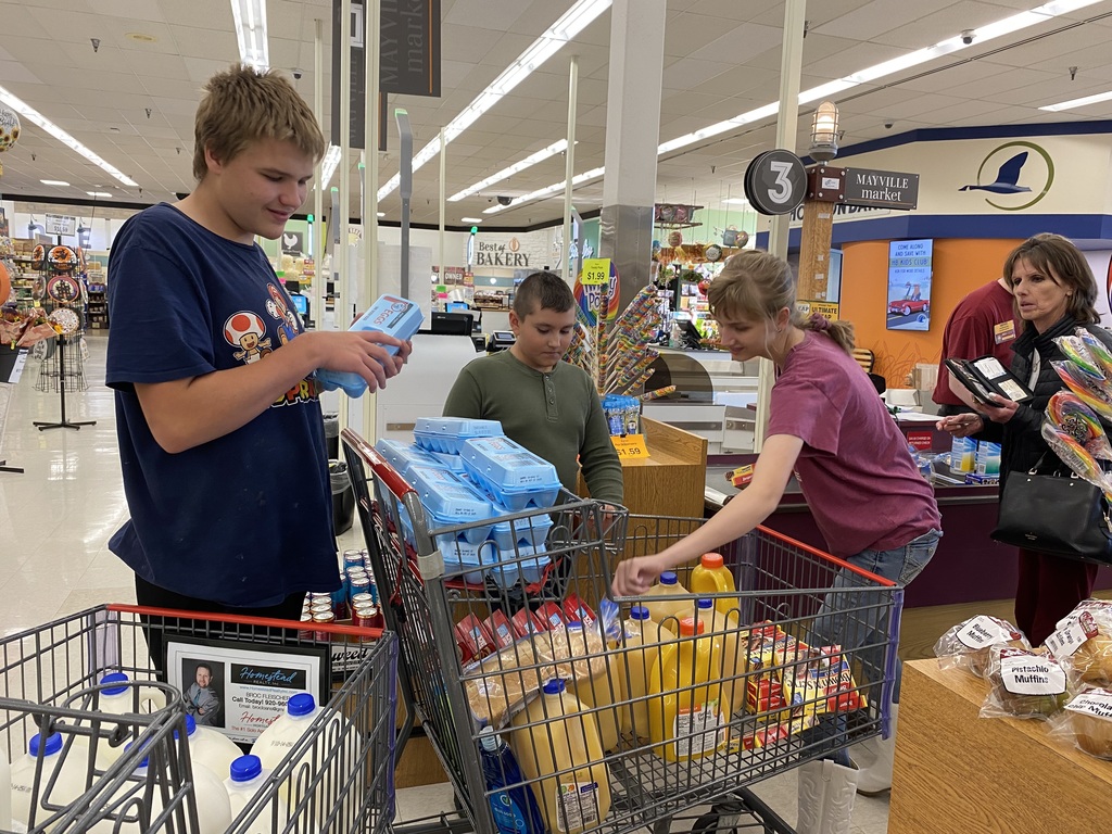 MHS Adaptive Ed Students Shopped Fox Bros. Pig in Mayville for Homecoming Breakfast Supplies