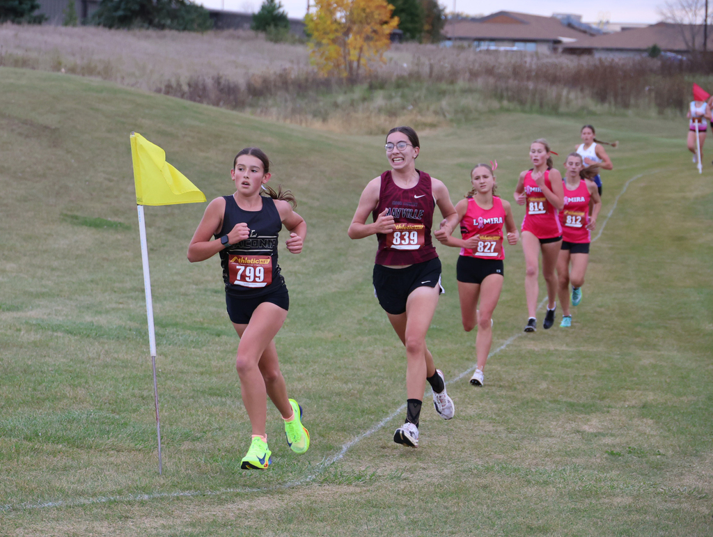 Congratulations to Mayville Cross Country for a strong performance at the Conference Meet! Varsity and JV Girls teams both earned 2nd place, and Varsity Boys earned 6th. Mayville athletes earned individual conference honors including Crystall M. (HM), Mette G. (2nd Team), Sidney D. (1st Team), Samara H. (HM), Adam B. (2nd Team), Caden L. (HM), and Destiny G. (HM), as well as our junior high runners Norah B. (4th), Eli M. (6th), and Marcus G. (3rd). Congrats, Cards!