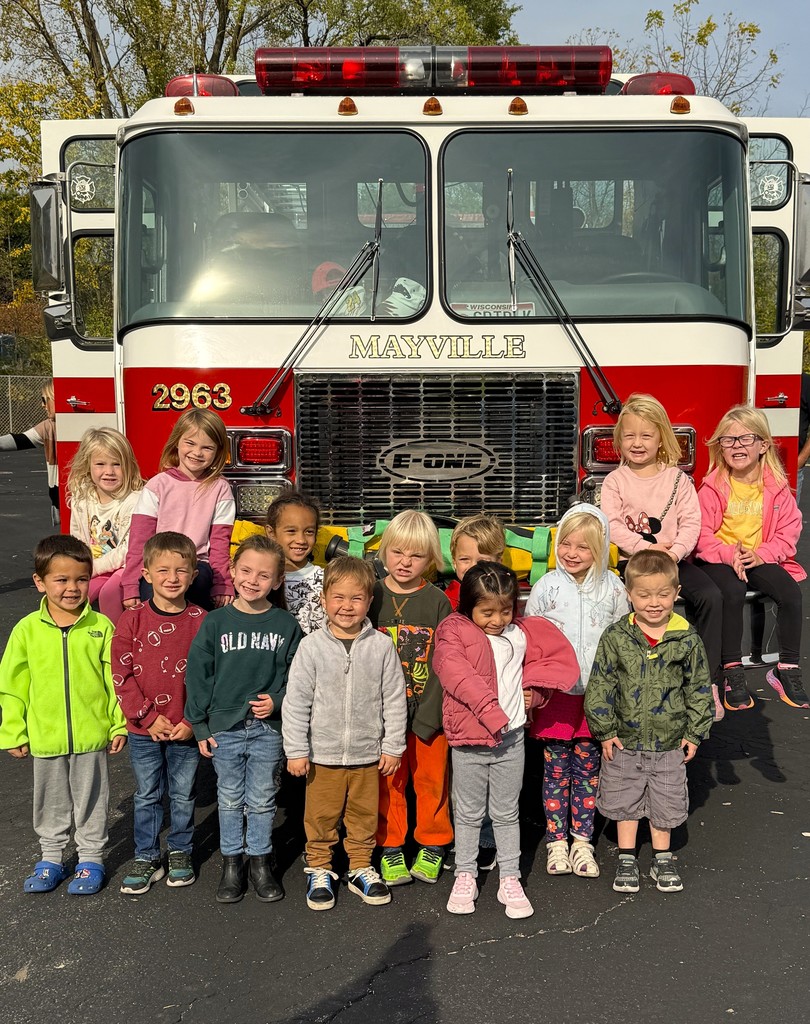 Our Early Learning Center welcomed the Mayville Fire Department this morning for a fire safety visit and a tour of the fire truck! What a super fun morning!! #mayvillecardinals #mayvilleschools #cardinalpride