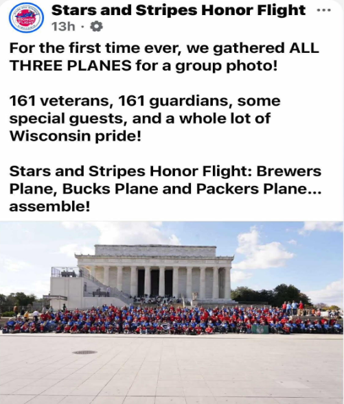 Grade 8 had the opportunity to adopt an Honor Flight Veteran this year. Mr. Dale Herrick, Vietnam Vet, flew out of Green Bay Austin Straubel Airport on November 1st. He received a letter, a poster and cards of gratitude created by our 8th graders while on his flight home from Washington D.C. on Saturday evening.  Eighth graders did a fabulous job writing to someone they did not know, showing their empathy, gratitude and appreciation to Mr. Herrick through the “Mail Call”!