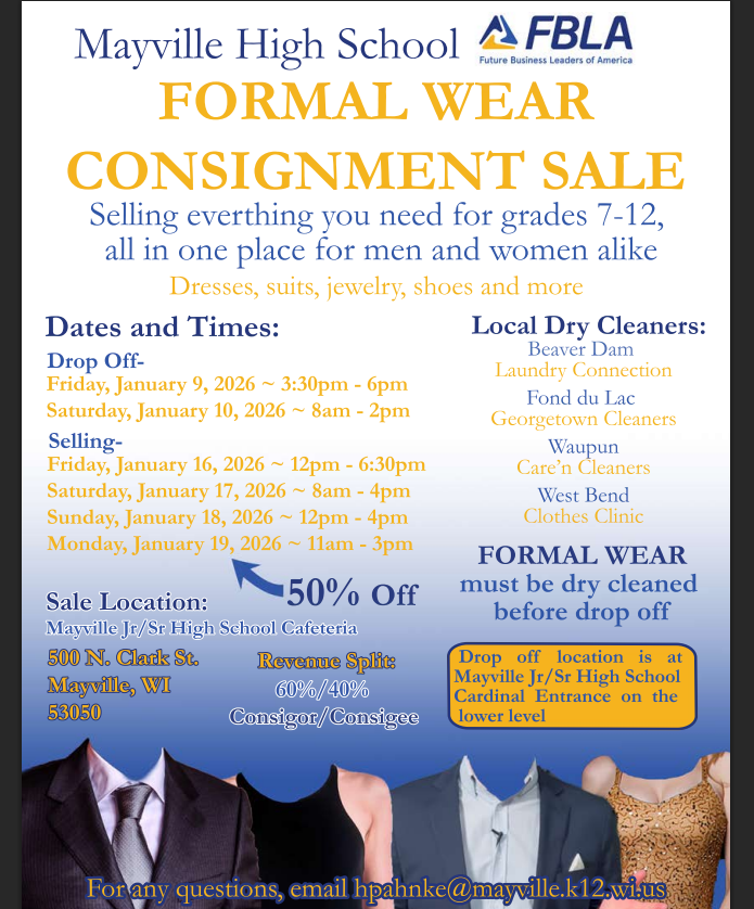 FBLA Formal Wear Consignment Sale January 2025