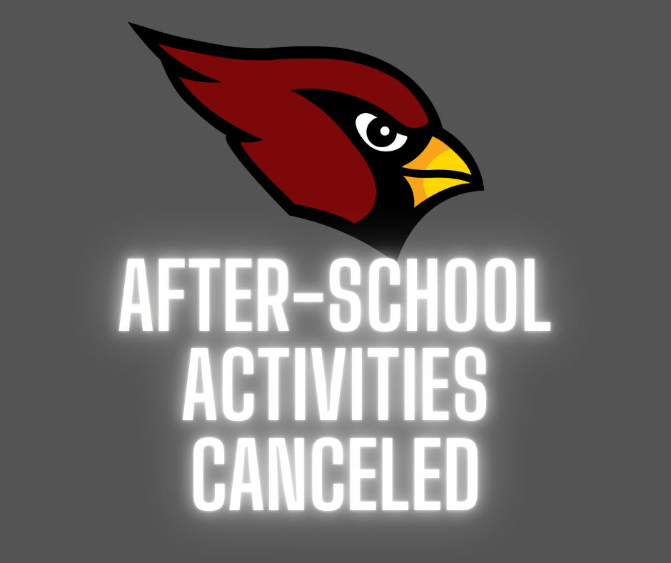 Due to the risk of freezing temperatures and icy road conditions, all after school activities scheduled for tonight, Thursday, December 18th, have been canceled. Our school buildings will be closed following the end of our regular school day. We do apologize for any inconvenience. The safety of our students, staff and families is top of mind.