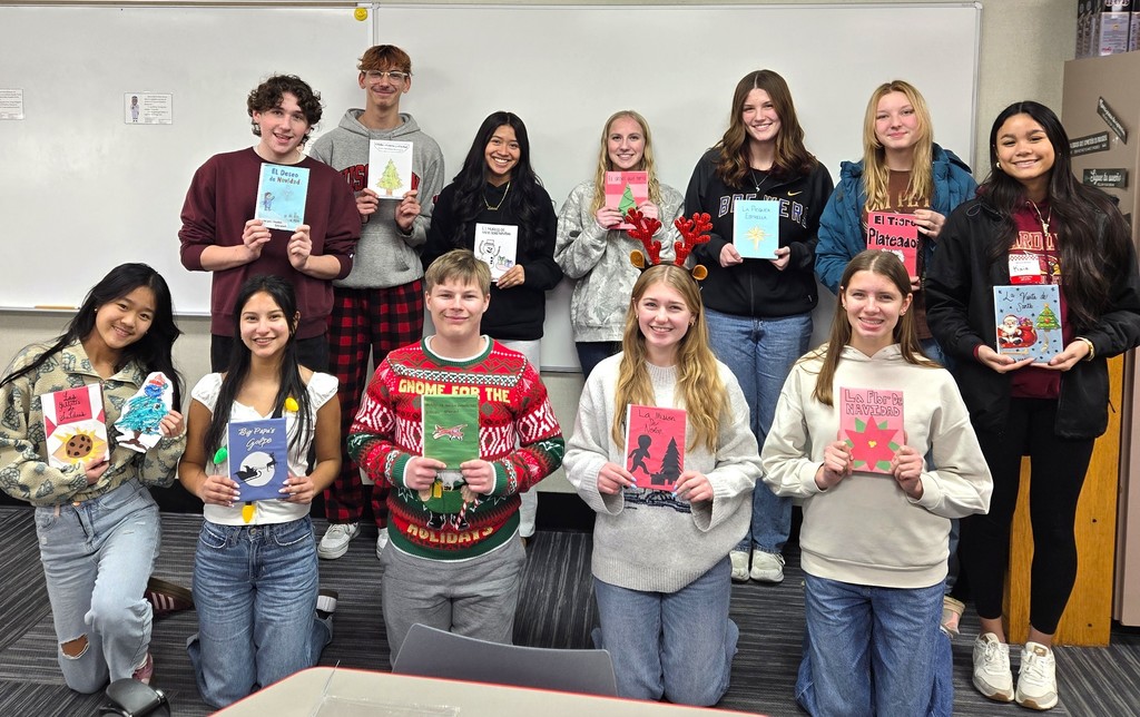 Our MHS Spanish 4 students in Mrs. Frami's class walked down the hill to MES on Wednesday to read the books they'd created to our elementary learners! #mayvillecardinals #mayvilleschools #cardinalpride