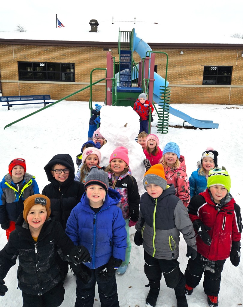 Do you want to build a snowman?! Our 4K students at the Early Learning Center had some fun on the playground today making a new friend!! #mayvillecardinals #mayvilleschools #cardinalpride