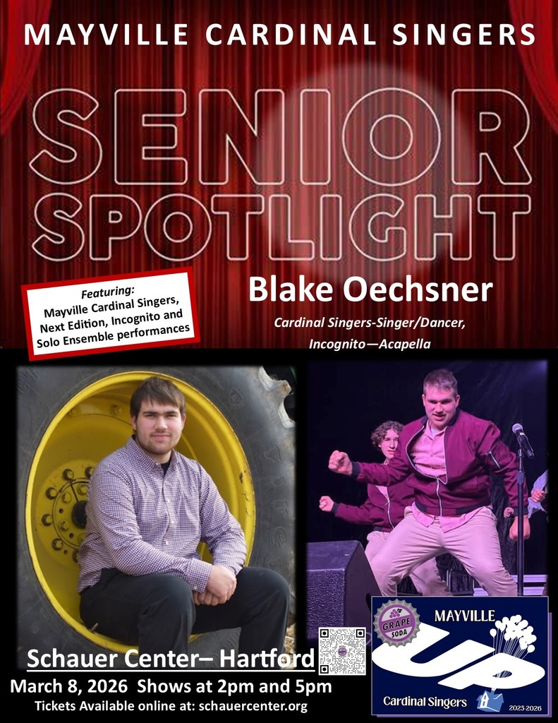 Time to celebrate our show choir and show choir band Class of 2026 Seniors! Meet Blake! #mayvillecardinals #mayvilleschools #cardinalpride