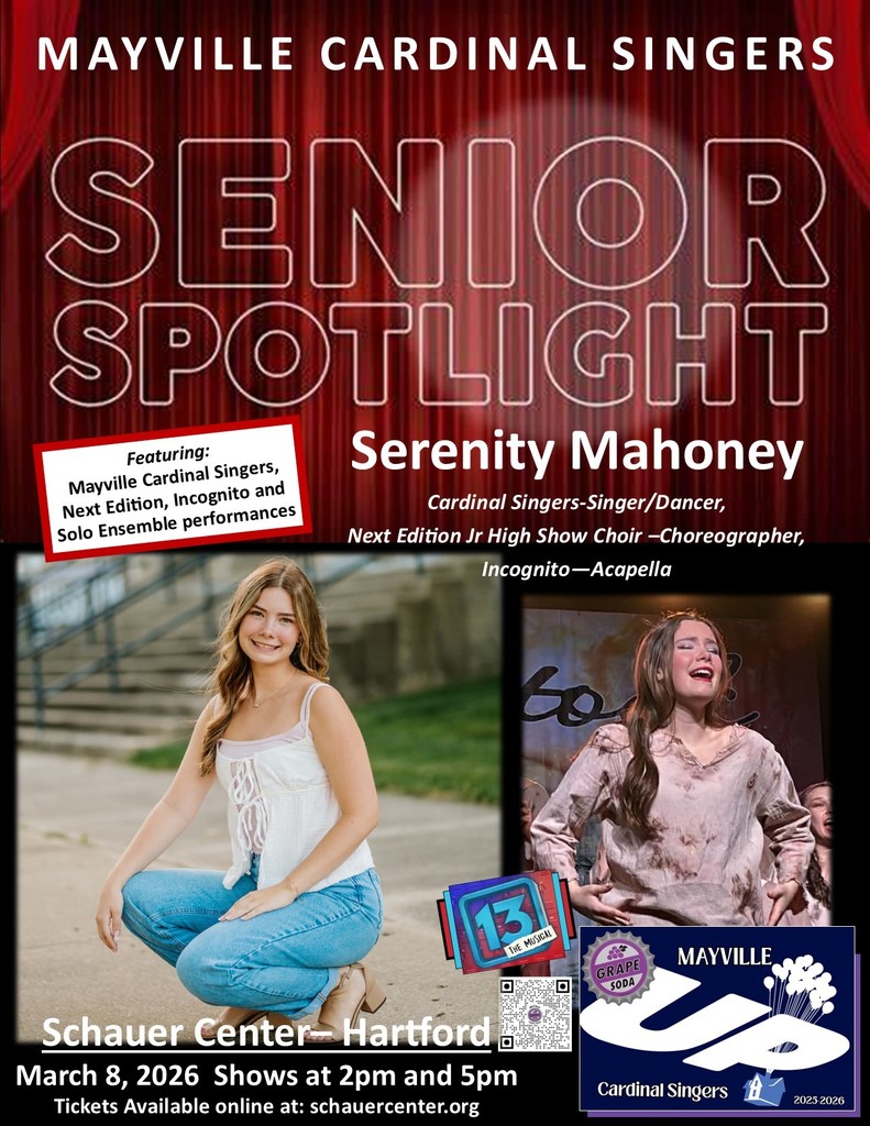 Time to celebrate our show choir and show choir band Class of 2026 Seniors! Meet Serenity! #mayvillecardinals #mayvilleschools #cardinalpride