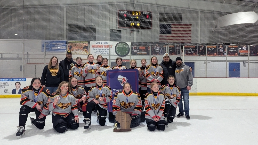 State Champions! BD 14U Girls Wildfire defeated Green Bay in overtime 4-3 in LaCrosse at the WAHA State Championship Feb 21-22