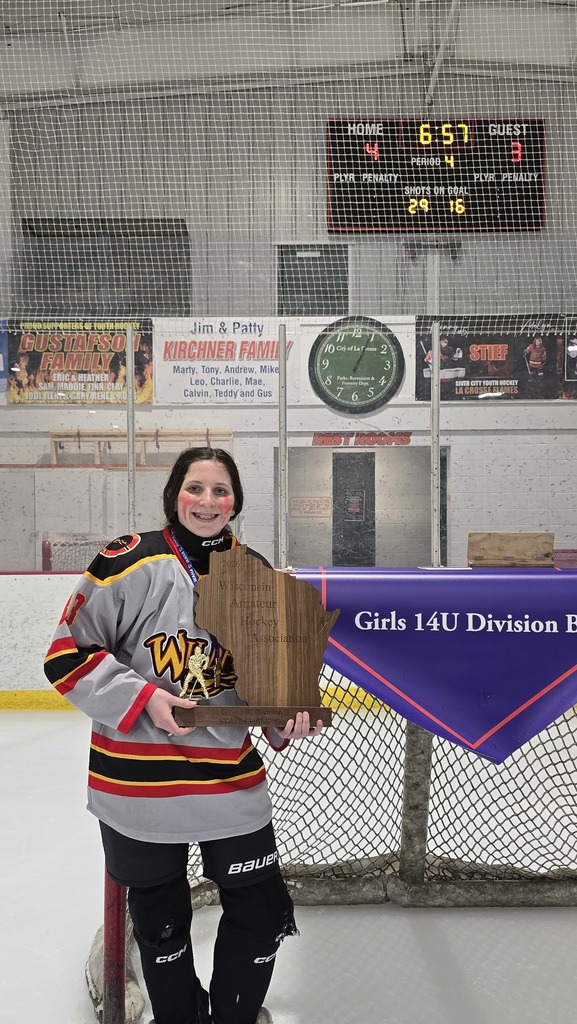 State Champions! BD 14U Girls Wildfire defeated Green Bay in overtime 4-3 in LaCrosse at the WAHA State Championship Feb 21-22