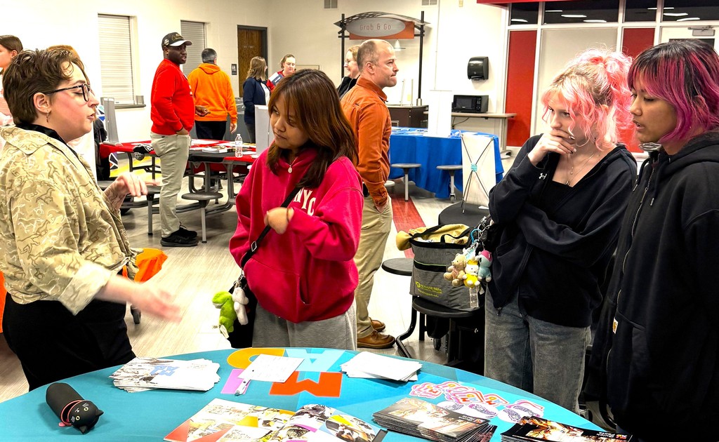 College2U Roadshow - College Fair in cafeteria reps talking to students
