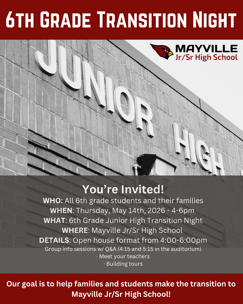 6th Grade Transition to Jr High Night graphic with black and white Junior High school photo in background and text with details about the event