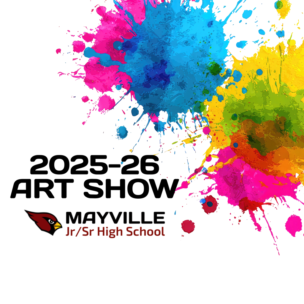 Art Show header page with rainbow splatters on white background