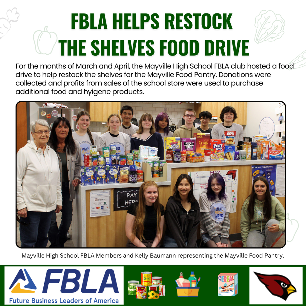 FBLA group photo with students and food pantry donations