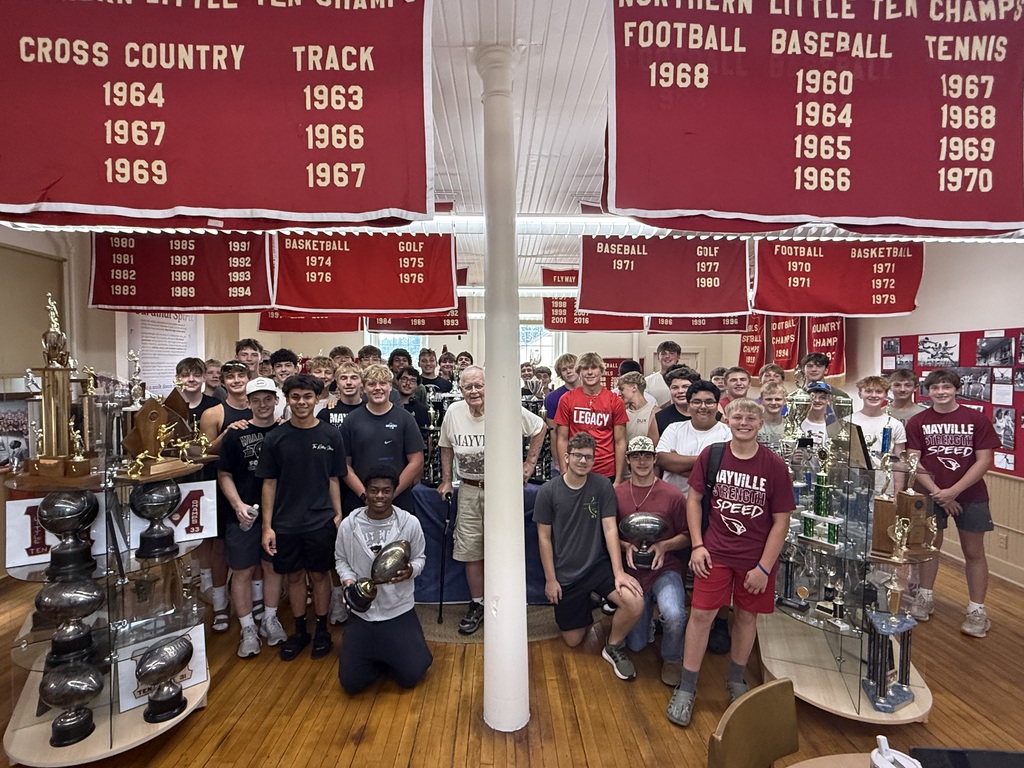 Mayville Limestone School Museum Football Team Tour hosted by Bill Lee (student athletes touring exhibits)