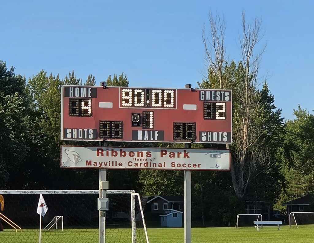 MHS Soccer Team defeated Cedar Grove-Belgium on 8/25 (boys playing on soccer field)