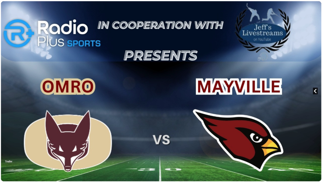 Jeff's Livestreams, in cooperation with Radio Plus Sports, will live stream the football game as our Mayville Cardinals travel to Omro on Friday, 10/2/26 to take on the Foxes. Kick-off 7pm. GO CARDS!! #mayvillecardinals #mayvilleschools #cardinalpride Link: https://youtube.com/live/nX1_3hGbdkQ?feature=share