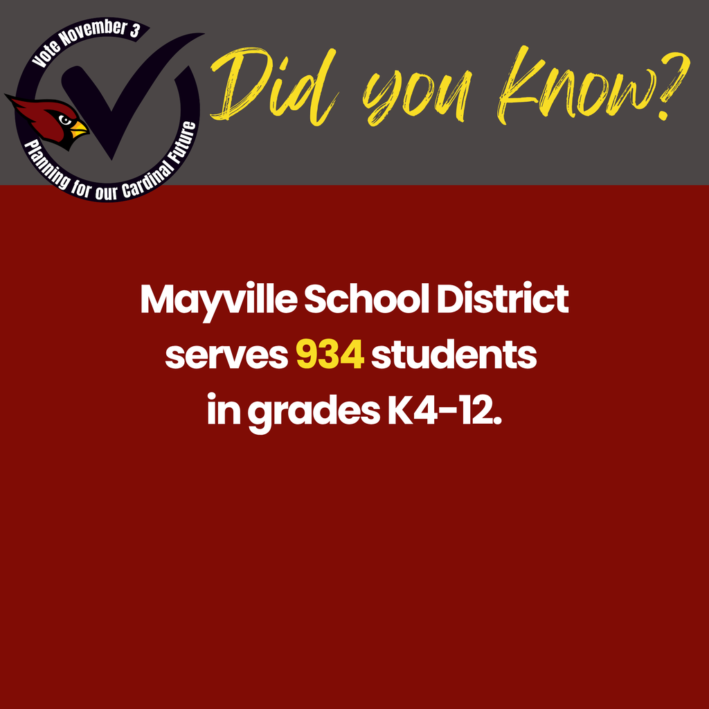 Did you know? Mayville School District serves 934 students in grades K4-12.