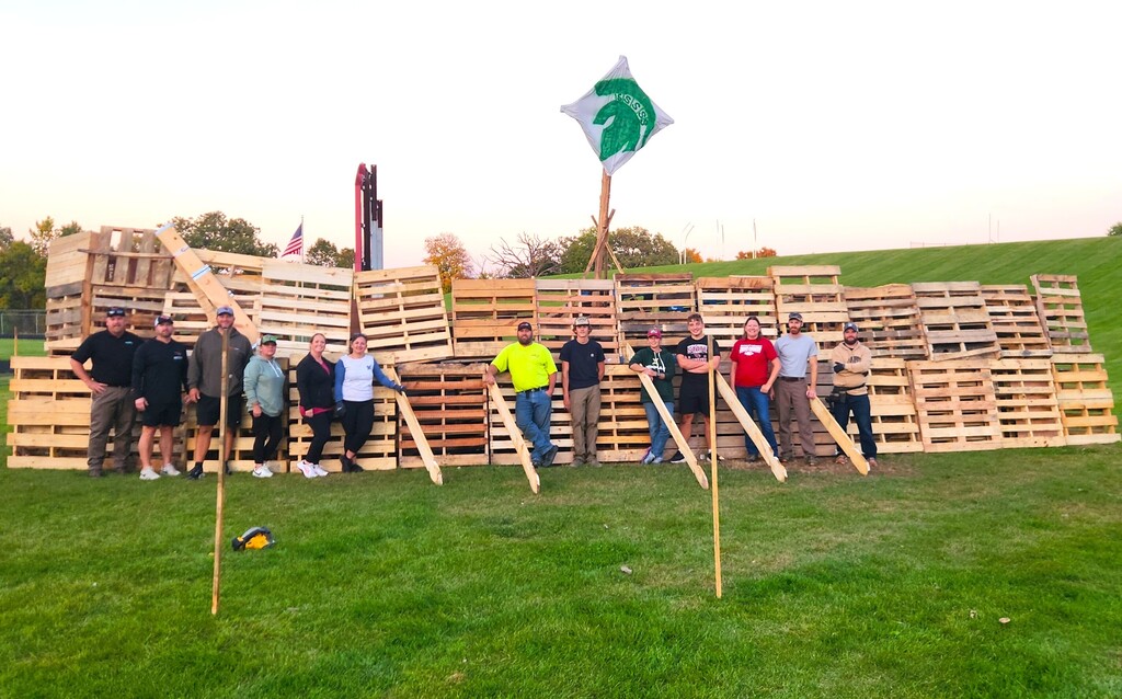 The Spartan Ship is ready for the annual HOCO bonfire on Thursday, 10/8, following the home volleyball game where our Mayville Cardinals take on the Laconia Spartans!