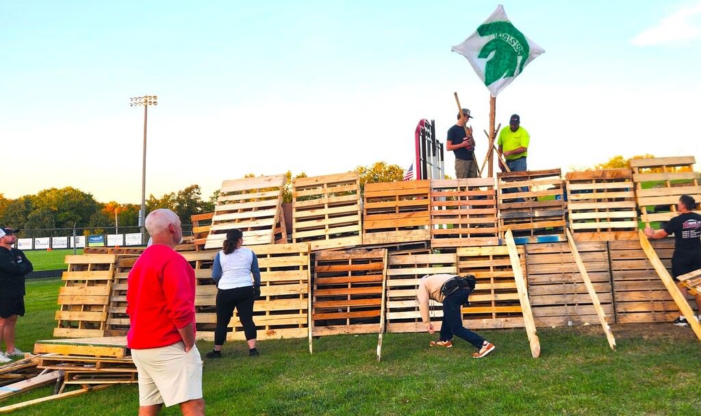 The Spartan Ship is ready for the annual HOCO bonfire on Thursday, 10/8, following the home volleyball game where our Mayville Cardinals take on the Laconia Spartans!