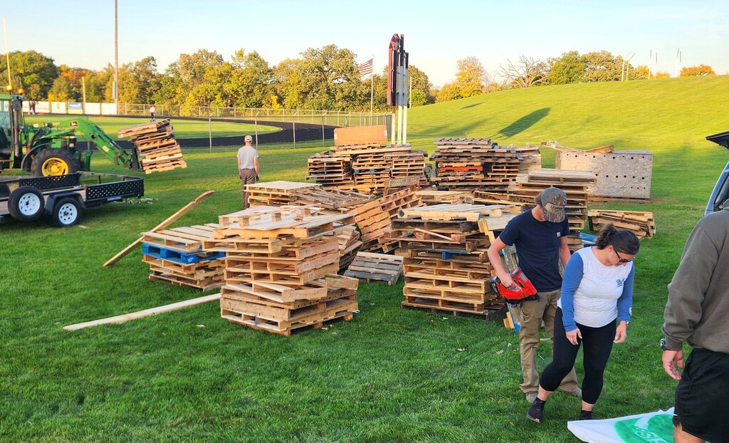 The Spartan Ship is ready for the annual HOCO bonfire on Thursday, 10/8, following the home volleyball game where our Mayville Cardinals take on the Laconia Spartans!