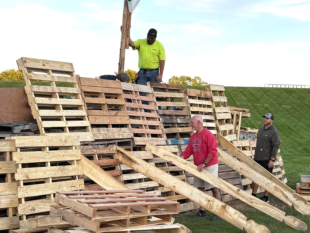 The Spartan Ship is ready for the annual HOCO bonfire on Thursday, 10/8, following the home volleyball game where our Mayville Cardinals take on the Laconia Spartans!