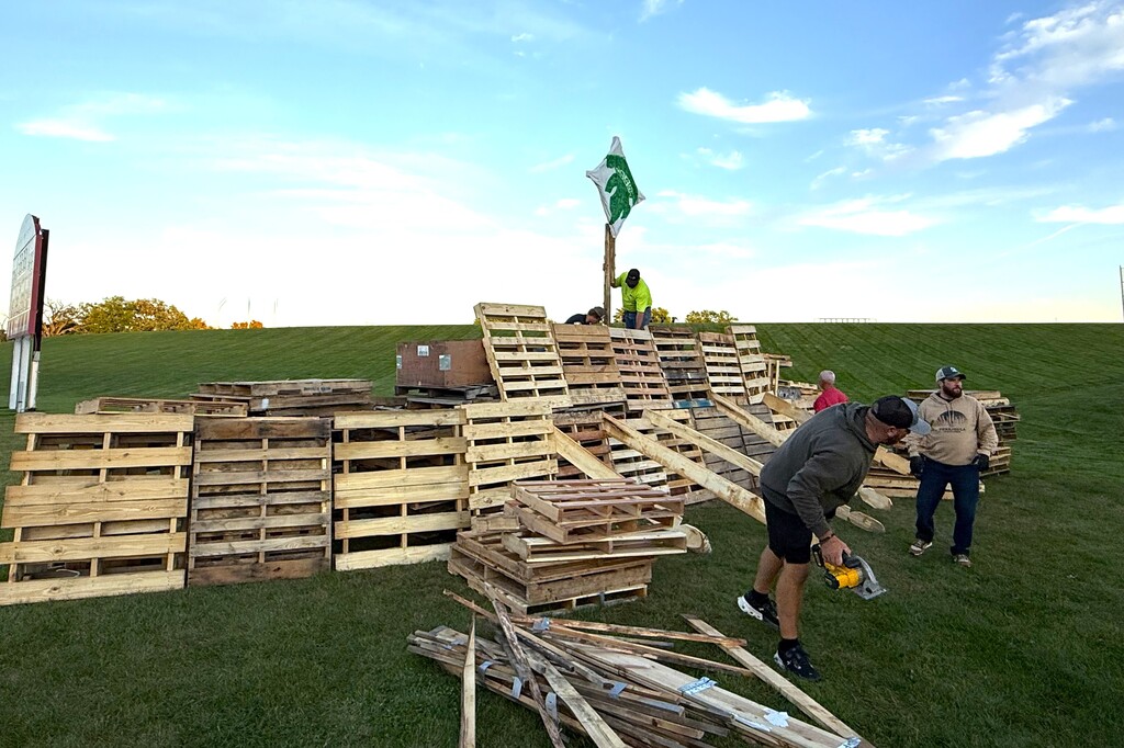 The Spartan Ship is ready for the annual HOCO bonfire on Thursday, 10/8, following the home volleyball game where our Mayville Cardinals take on the Laconia Spartans!