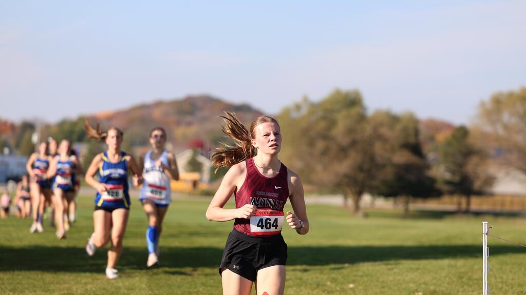 Cross Country runners competing at the D1 Sectionals meet in Kewaskum on 10/23/26