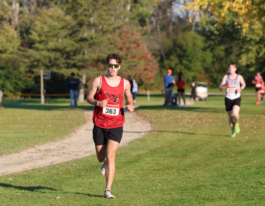 Cross Country runners competing at the D1 Sectionals meet in Kewaskum on 10/23/26