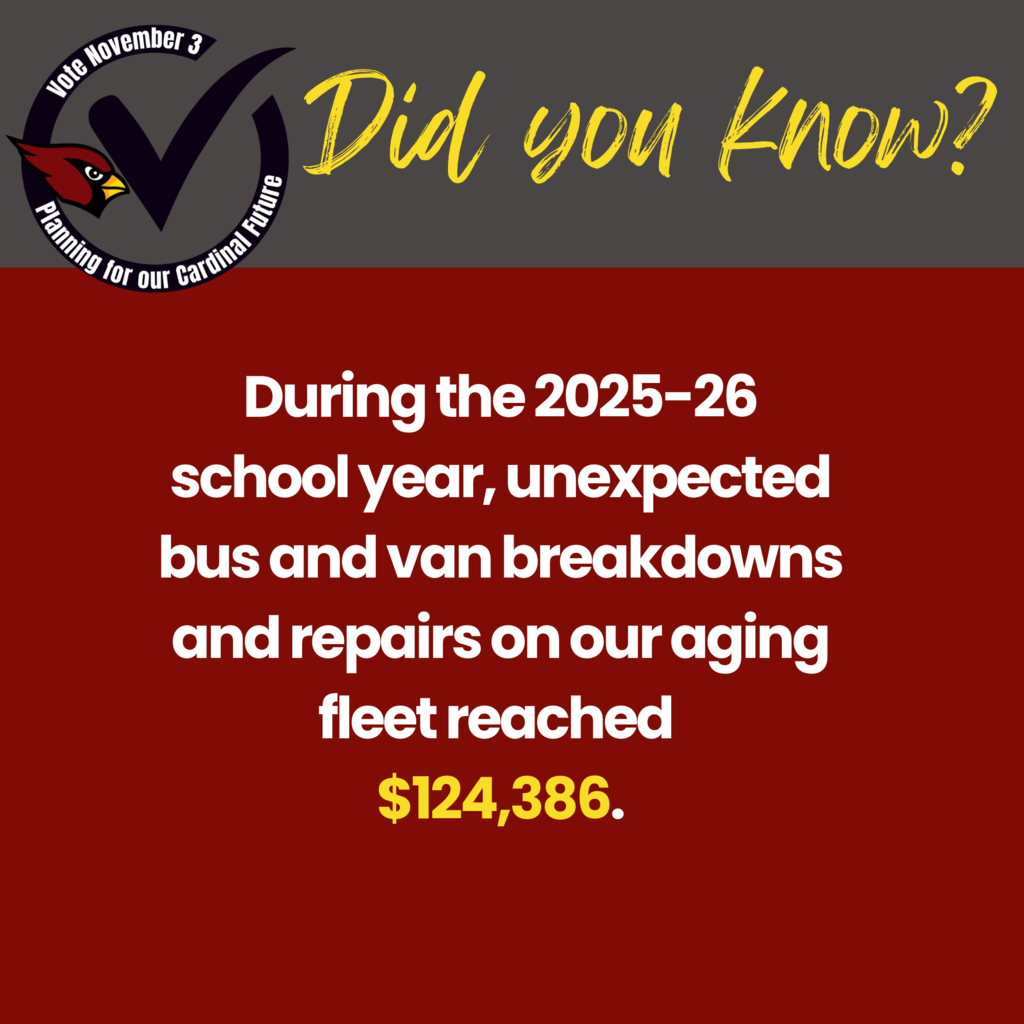 Did you know? During the 2025-26 school year, unexpected bus and van breakdowns and repairs on our aging fleet reached $124,386.