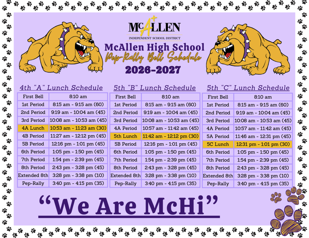 Pep Rally Schedule