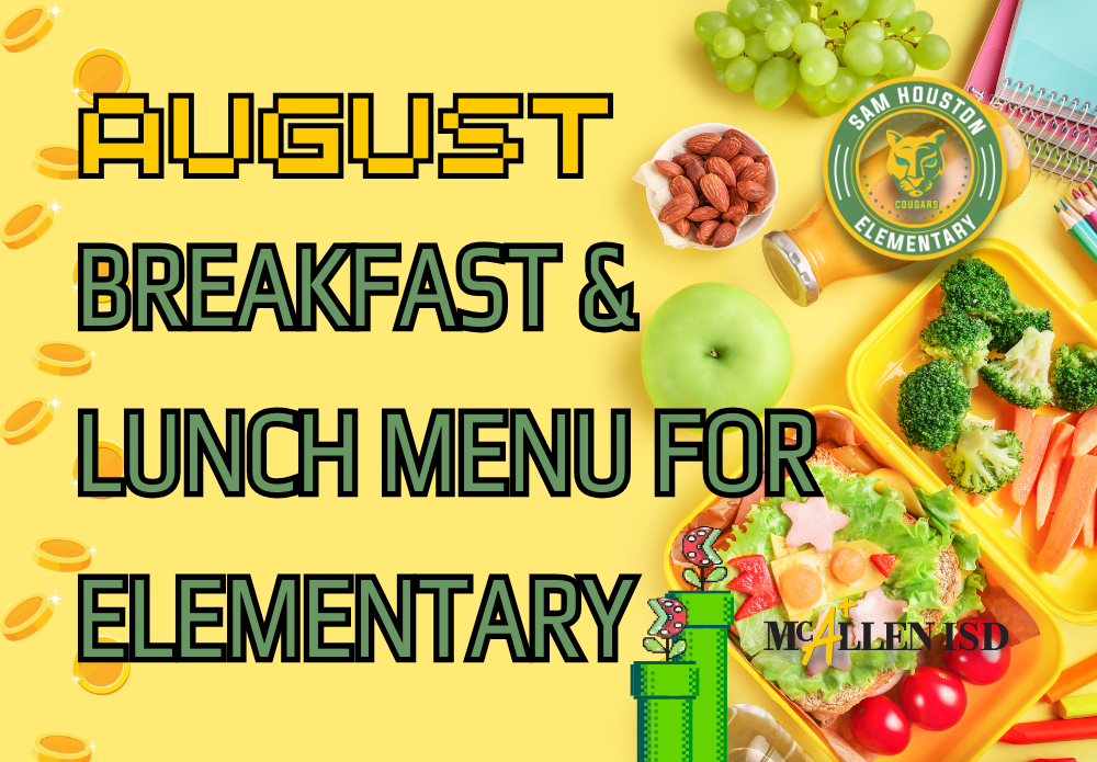 August Breakfast & Lunch Menu for Elementary Decorative Image