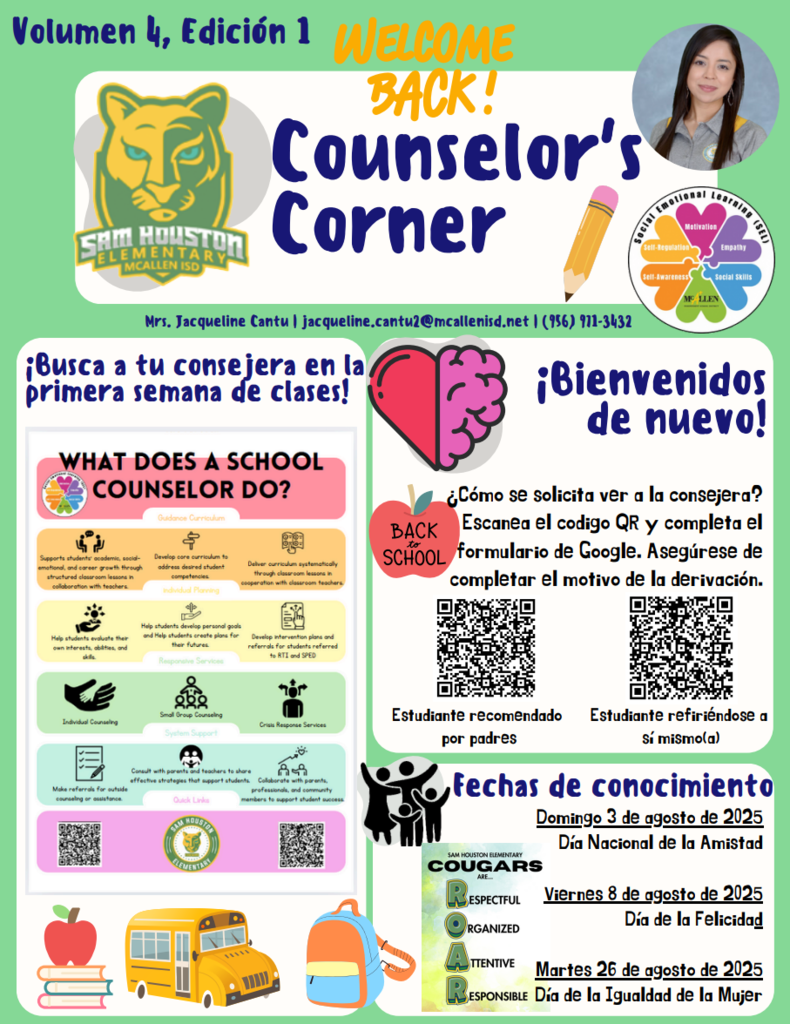 Counselor's Corner Newsletter Image in Spanish