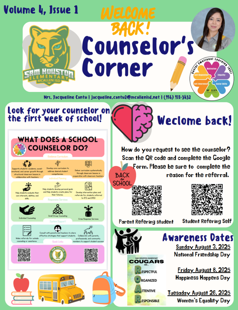 Counselor's Corner Newsletter Image in English