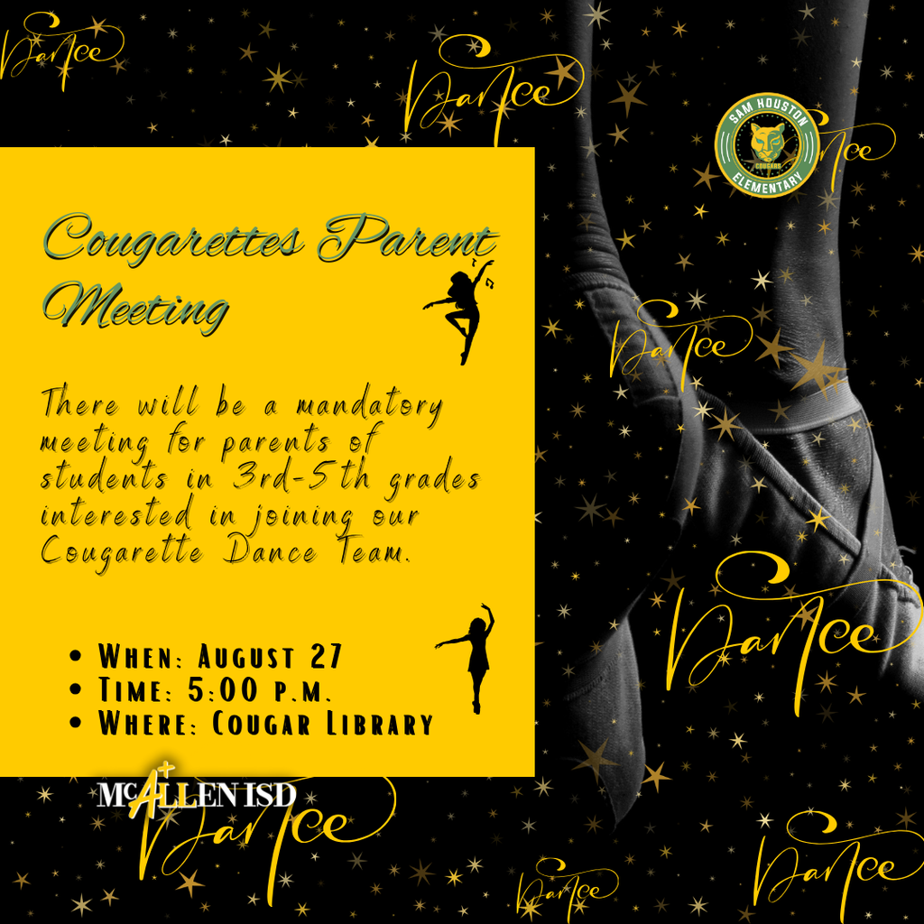 Announcement: Cougarette Dance Team Parent Meeting in English