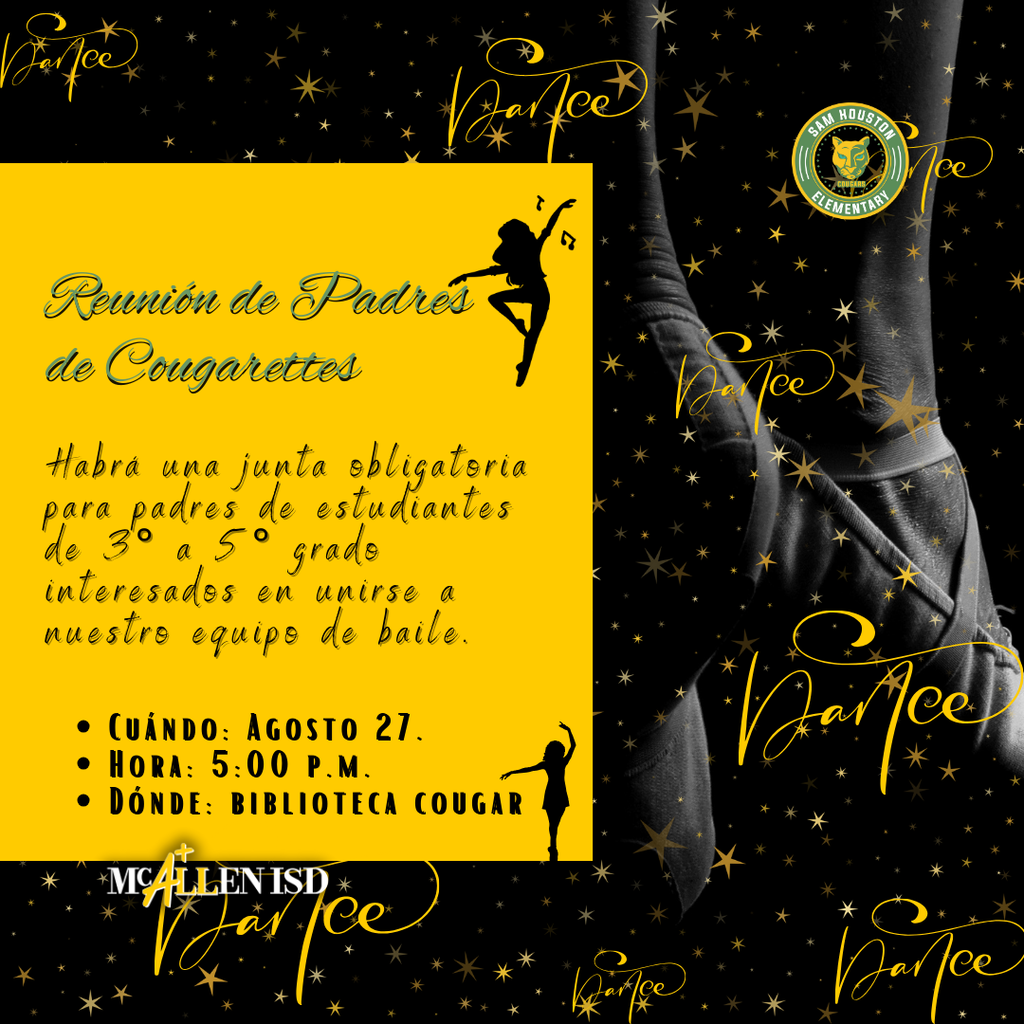 Announcement: Cougarette Dance Team Parent Meeting in Spanish