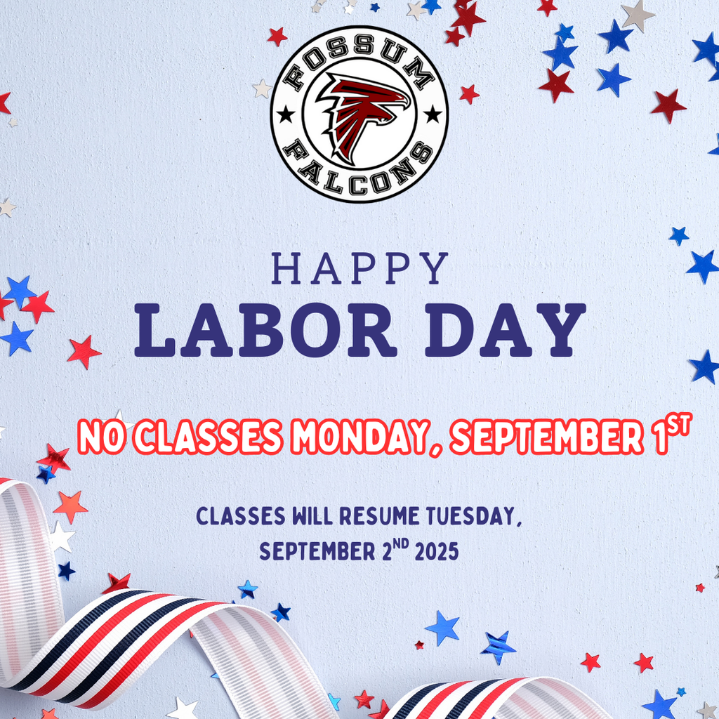 š¤ā¤ļø No School Monday! ā¤ļøš¤ Falcons, enjoy your long weekendāthere will be no school on Monday, September 1st in observance of Labor Day Take the time to rest, recharge, and spend it with family. Weāll see everyone back on campus Tuesday, ready to soar! š¦
āØ
