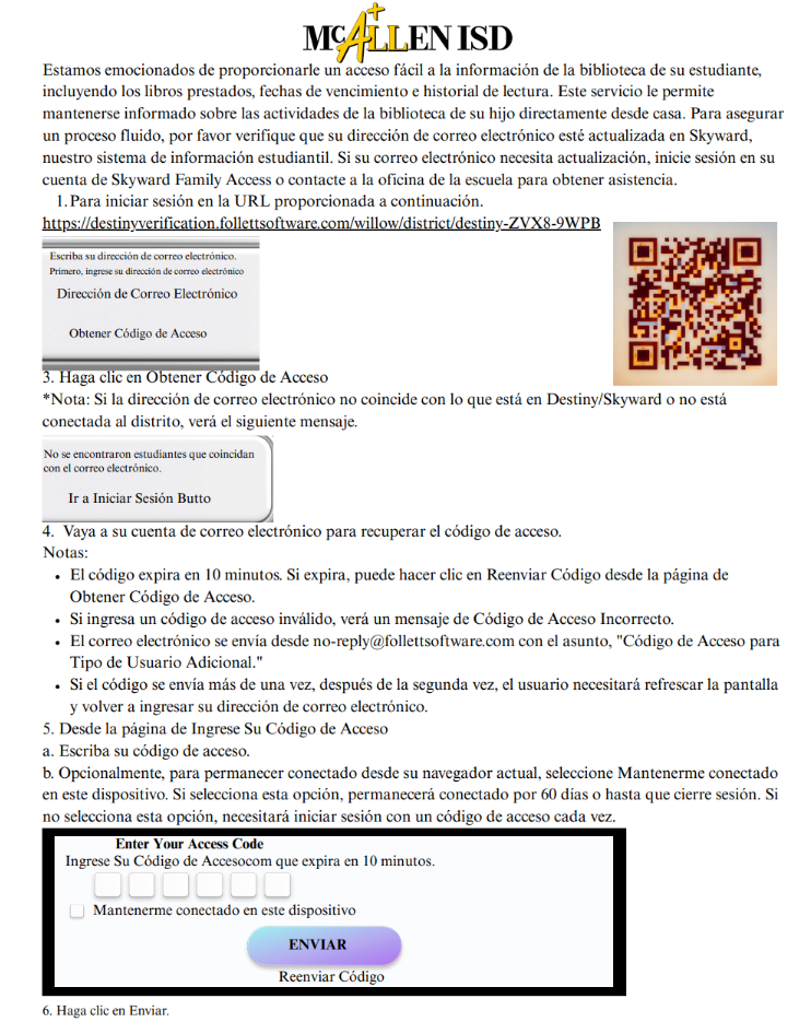 Instructions for parent destiny access (spanish)