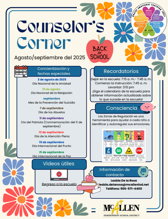 Counselor's Corner Newsletter Spanish