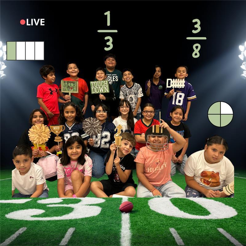 Kids posing for math activity.