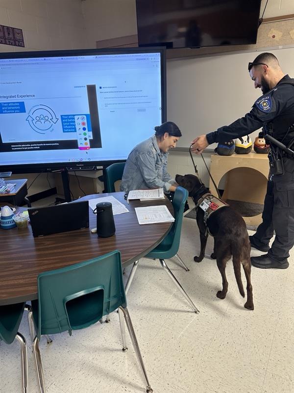 Penny visiting classroom.