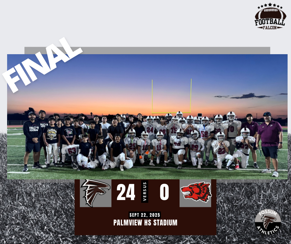 🏈 FINAL: Fossum 24 – Memorial 0 🦅 Dominant Falcon performance at Palmview HS Stadium! ❤️🖤