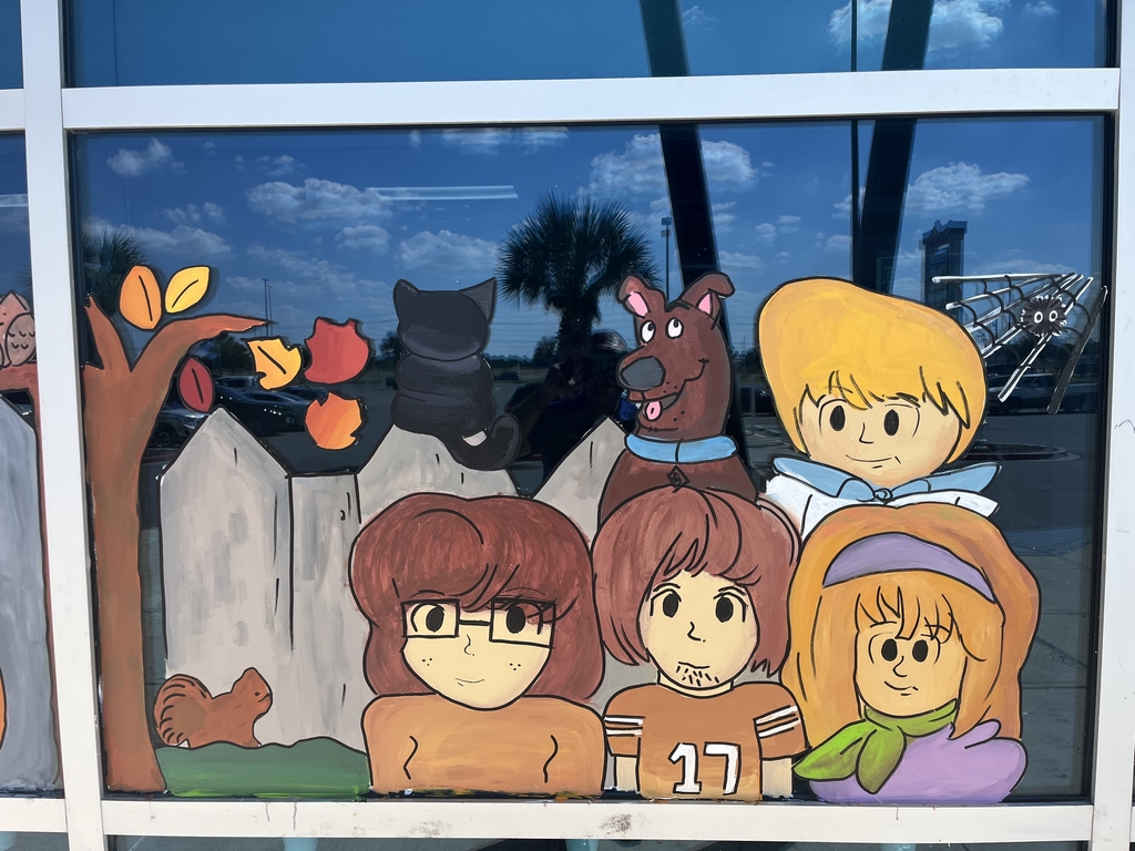 scooby doo art work painted on main event window