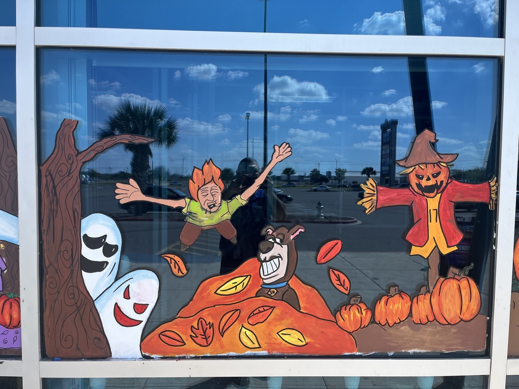 scooby doo art work painted on main event window