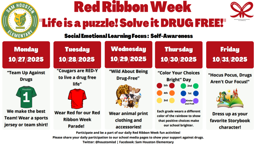 Announcement for Red Ribbon Week in English